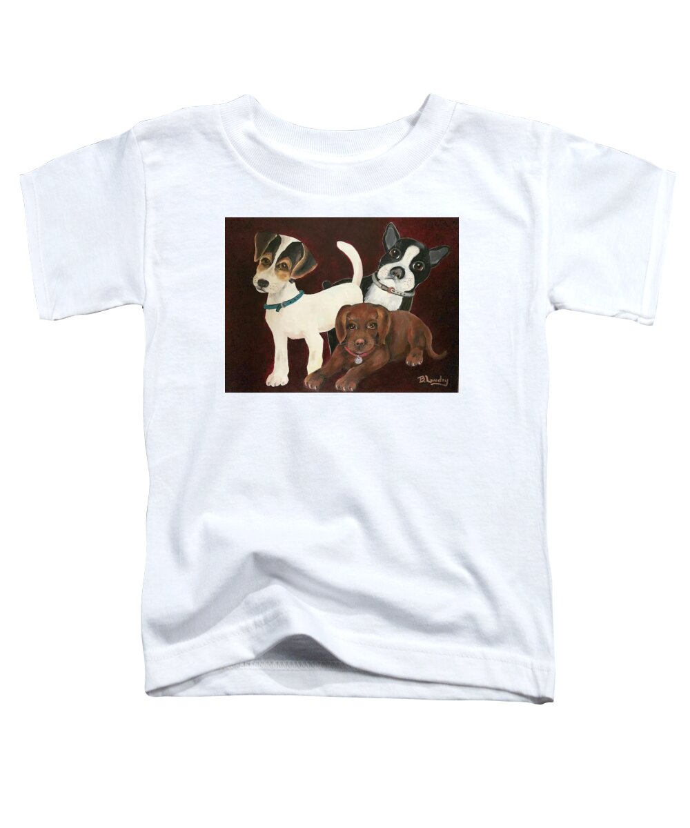 Puppy Toddler T-Shirt featuring the painting Puppy Love by Barbara Landry