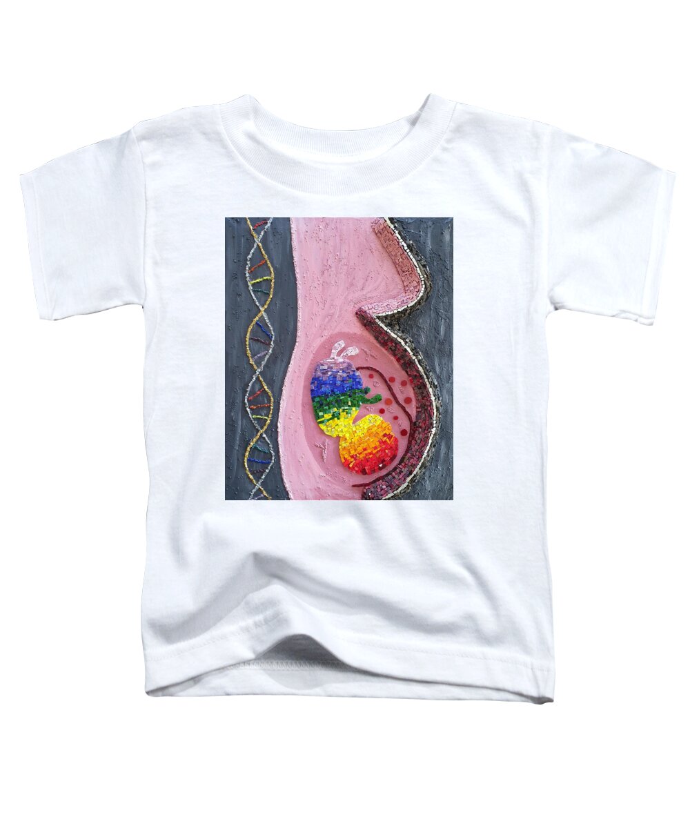 Baby Toddler T-Shirt featuring the mixed media Rainbow Baby Mosaic by Adriana Zoon