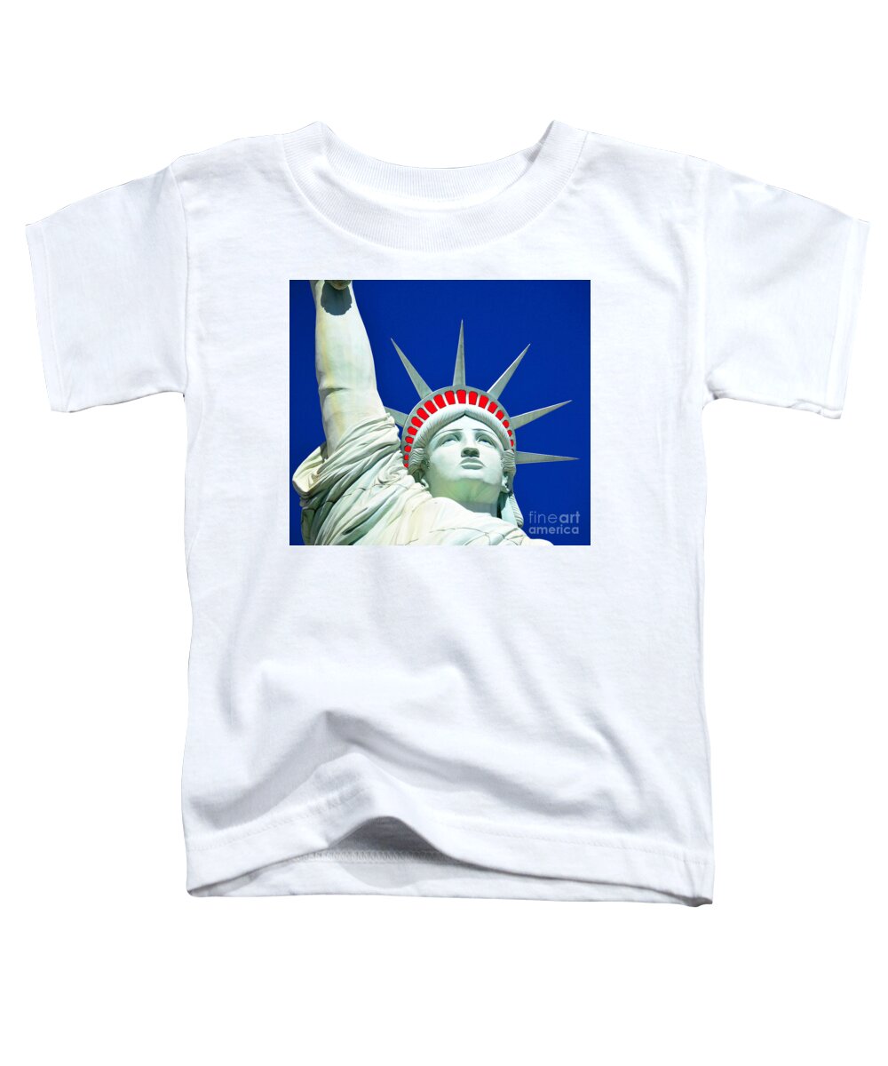 Statue Of Liberty Toddler T-Shirt featuring the mixed media Red White and Blue the colors of freedom by David Lee Thompson