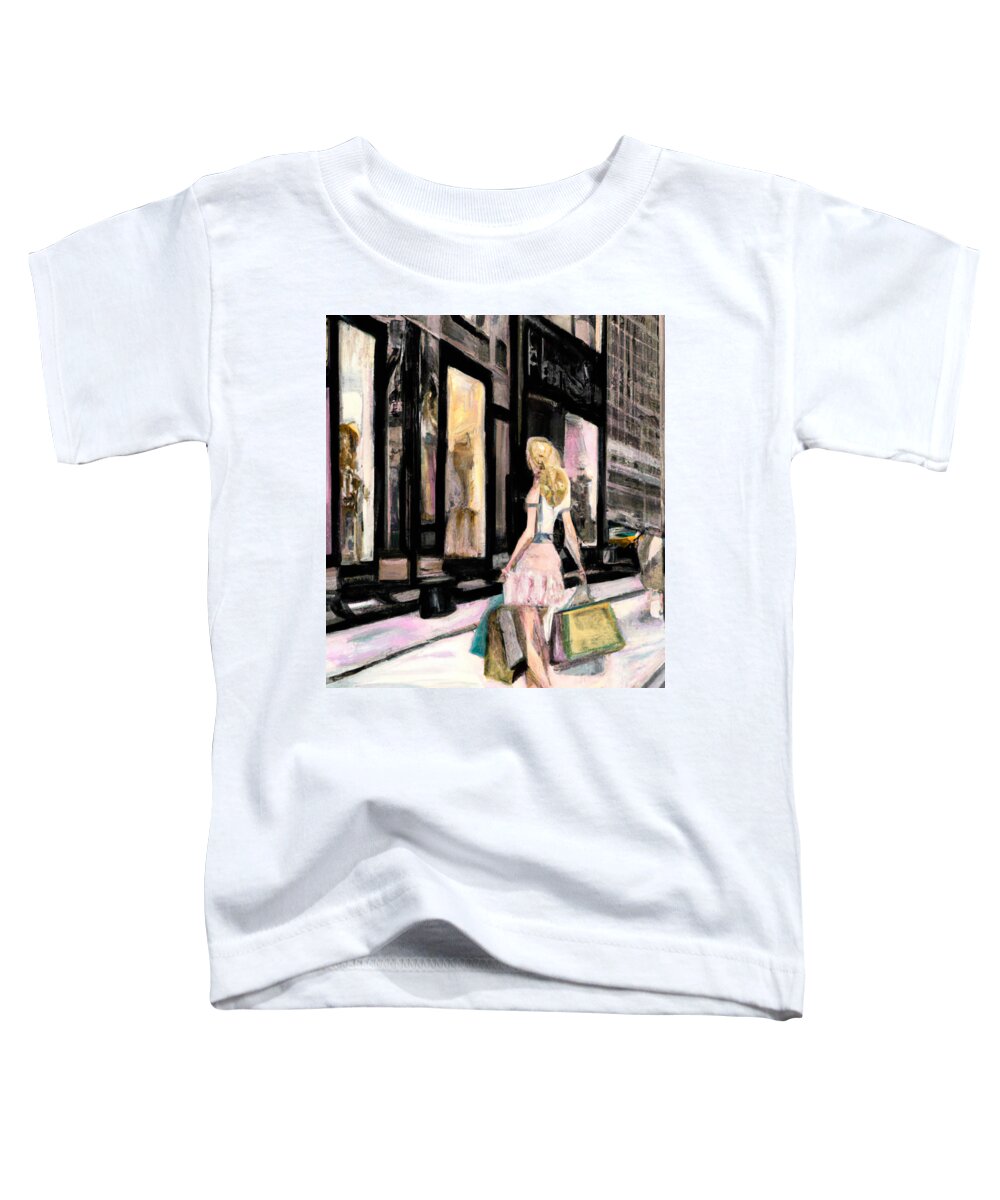 Shopping Toddler T-Shirt featuring the digital art Relaxing Shopping Day by Alison Frank