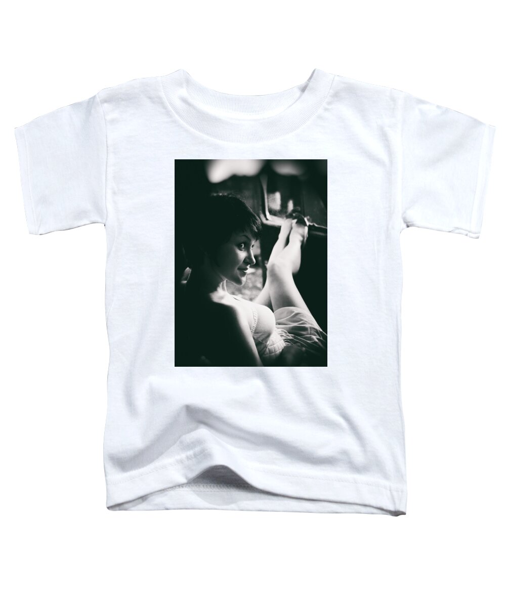#instagram #beauty #retro #car #auto #pobeda #ua #girl #edgalagand #galagan #drive #edwardgalagan #fashion #pinup #vintage #top #victory #nederland #dutch #netherlands #holland #driver #schoonheid #drijven #mode #victorie Toddler T-Shirt featuring the photograph Rest In The Car by Edward Galagan