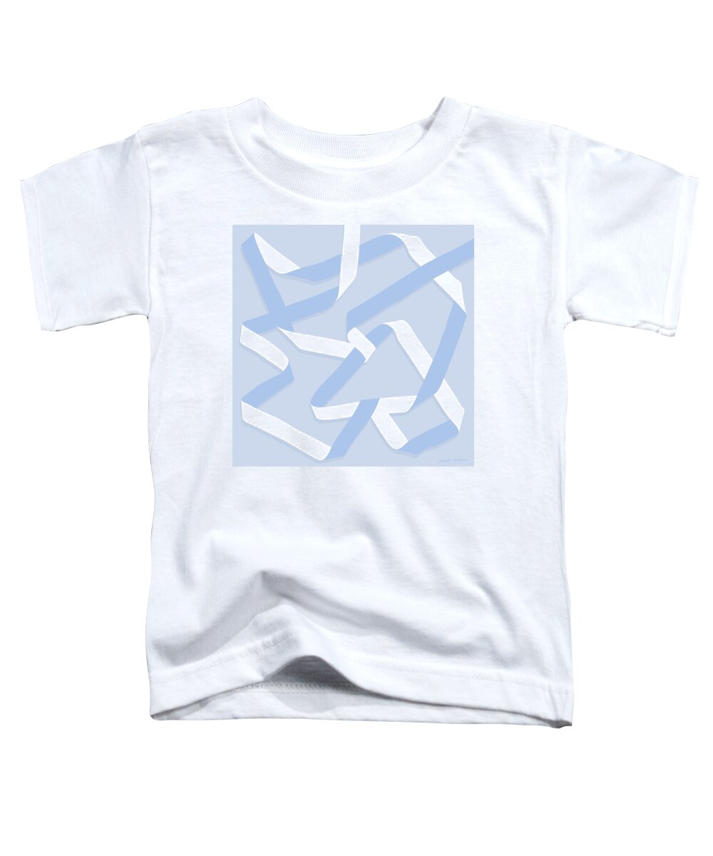 Nikita Coulombe Toddler T-Shirt featuring the painting Ribbon 13 in light blue by Nikita Coulombe