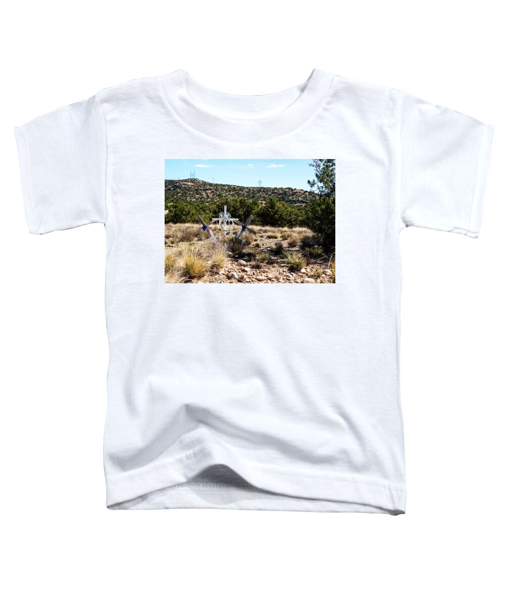 Roadside Memorial With Five Crosses Toddler T-Shirt featuring the photograph Roadside Memorial with Five Crosses by Tom Cochran