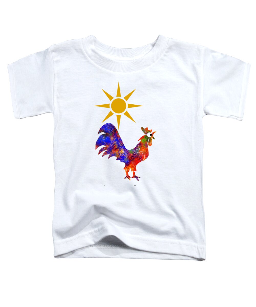 Rooster Toddler T-Shirt featuring the mixed media Rooster Pattern Art by Christina Rollo