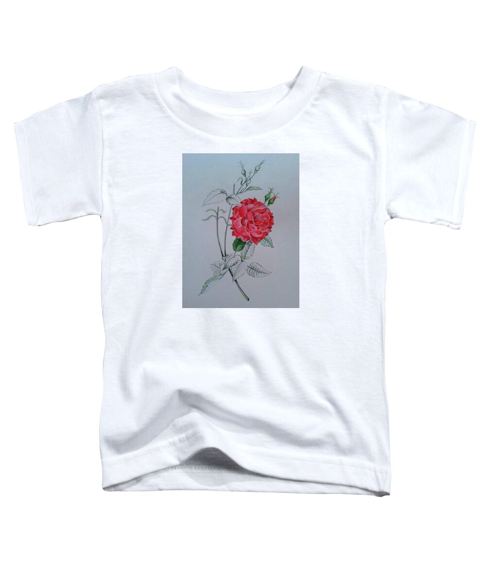 Rose Toddler T-Shirt featuring the drawing Rose II by Carolina Prieto Moreno