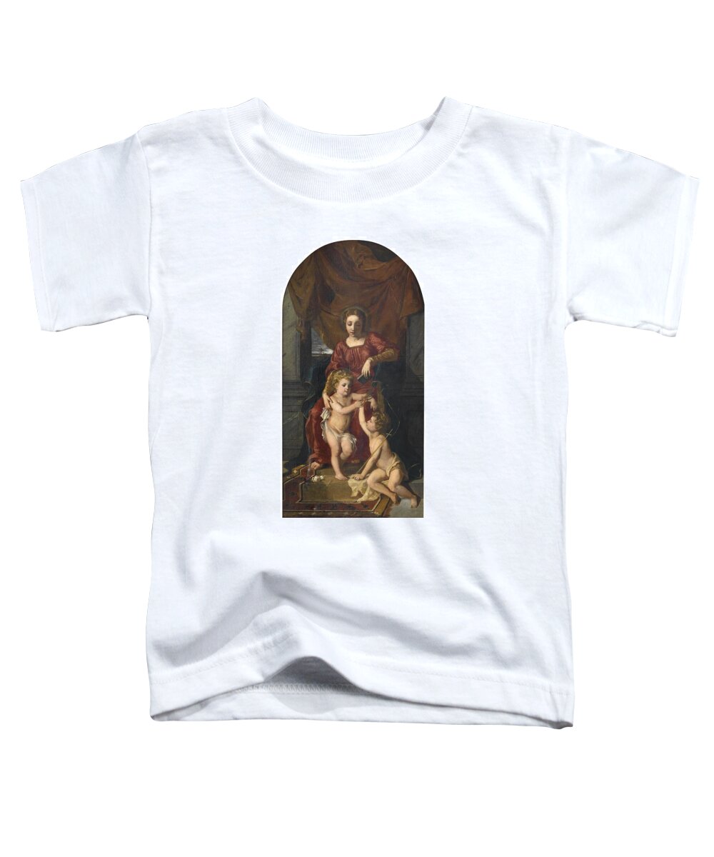 Vintage Toddler T-Shirt featuring the painting Rudolph Ernst Maria, John and the Child Jesus, 1875 by MotionAge Designs