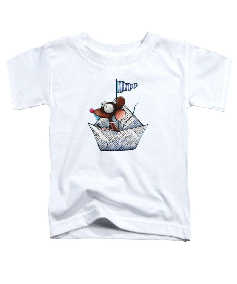 Lucia Stewart Toddler T-Shirt featuring the painting Sailing the seven seas by Lucia Stewart