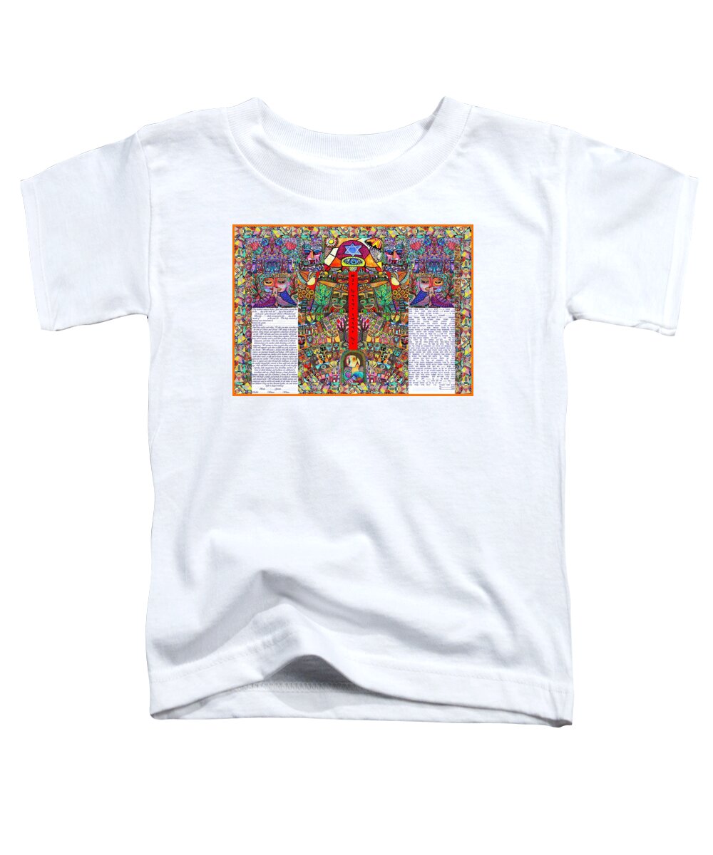Judaica Toddler T-Shirt featuring the painting JUDAICA Conservative Ketubah. Garden of Paradise. Lieberman Clause. by Sandra Silberzweig