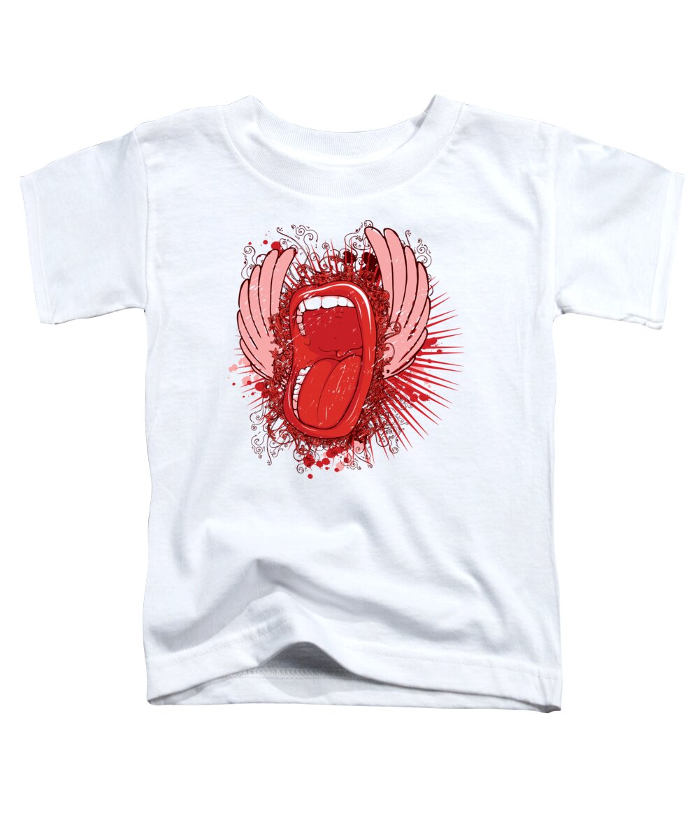 Mouth Toddler T-Shirt featuring the digital art Screaming Red Mouth by Matthias Hauser