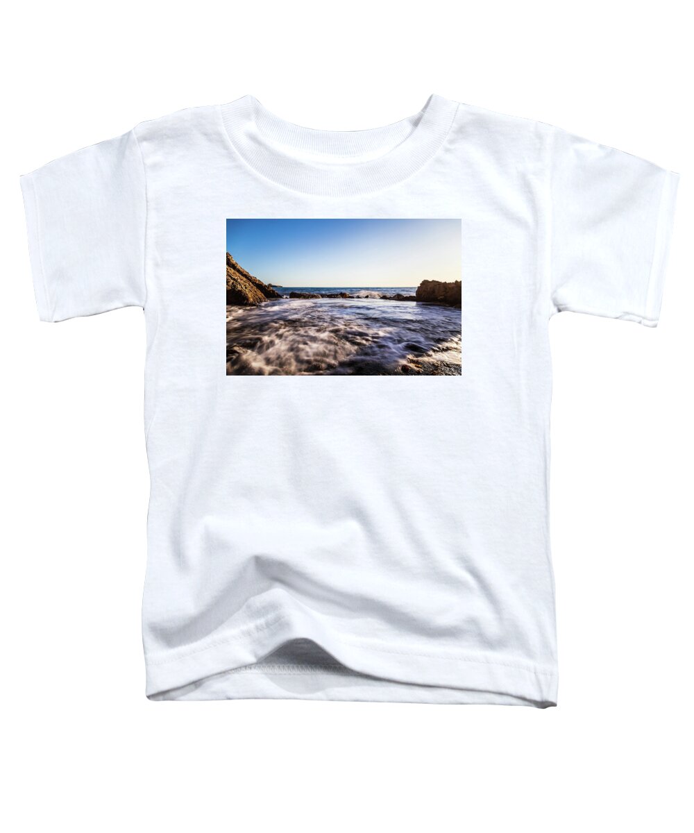 Beach Toddler T-Shirt featuring the photograph Seascape at sunset with waves by Fabiano Di Paolo