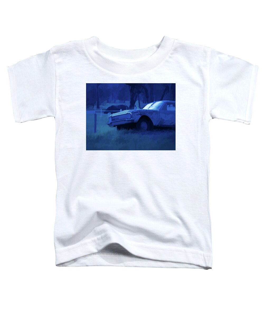 Ford Falcon Ute Toddler T-Shirt featuring the mixed media Semi-Abstract 1960s Classic Ford Falcon Ute And Horse by Joan Stratton