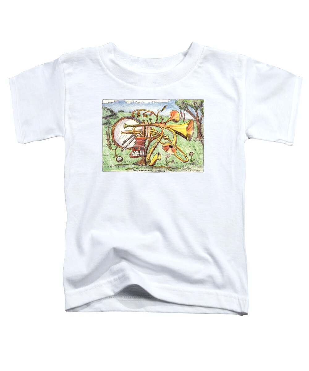 Seuss Toddler T-Shirt featuring the drawing Seuss-a-phonium Tree In Spring by Eric Haines
