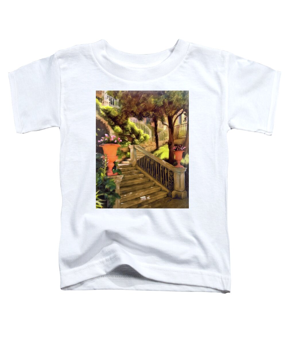 Shady Toddler T-Shirt featuring the painting Shady Steps by Joel Smith