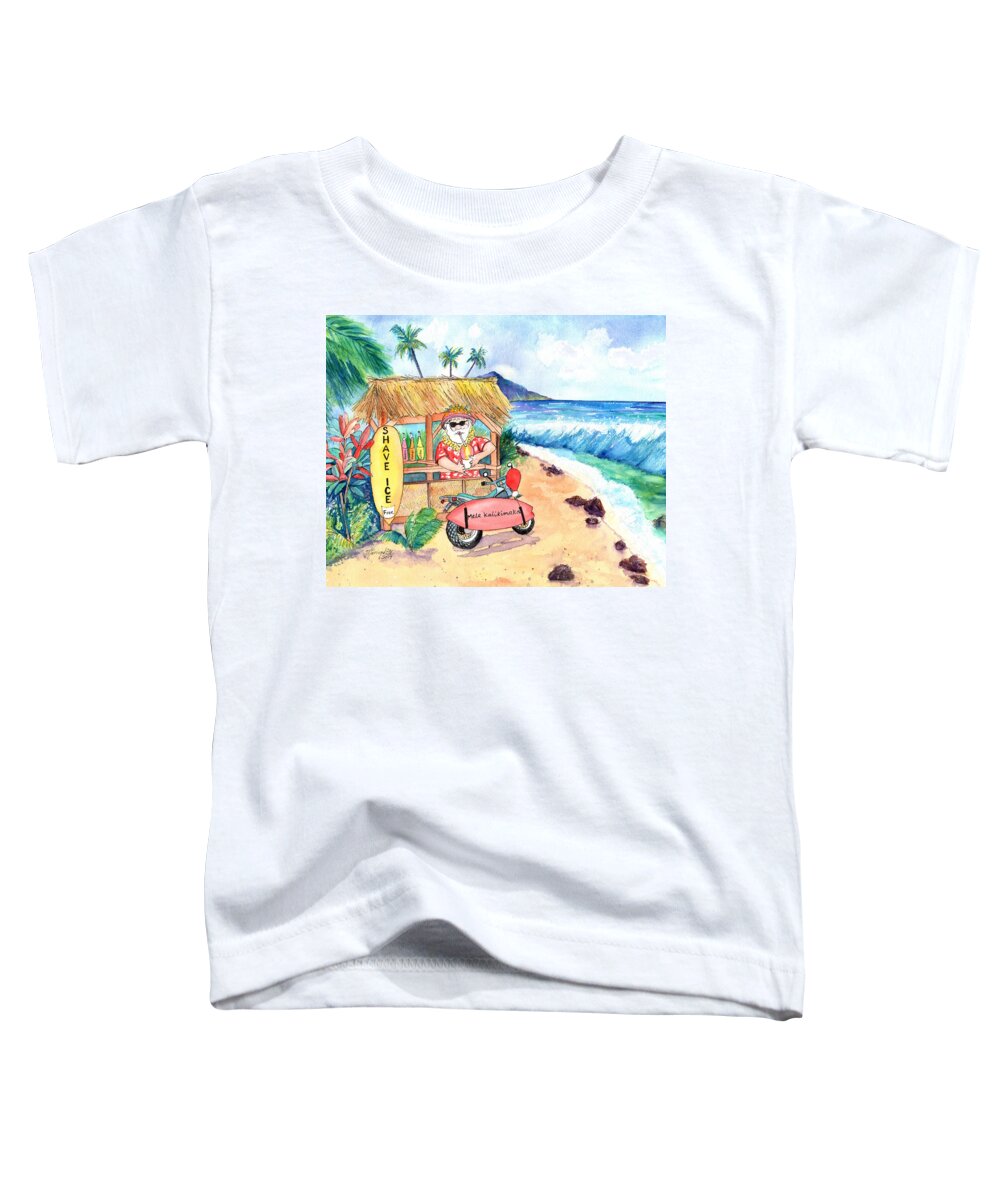Santa Toddler T-Shirt featuring the painting Shave Ice Santa by Marionette Taboniar
