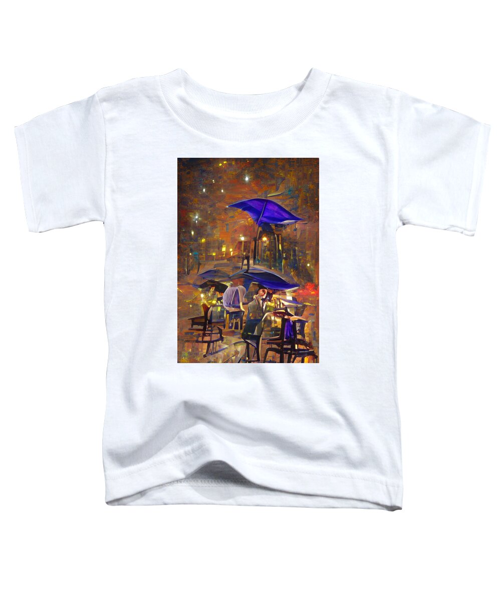 Coffee Toddler T-Shirt featuring the photograph Sidewalk Cafe Under the Stars by Jerry Abbott
