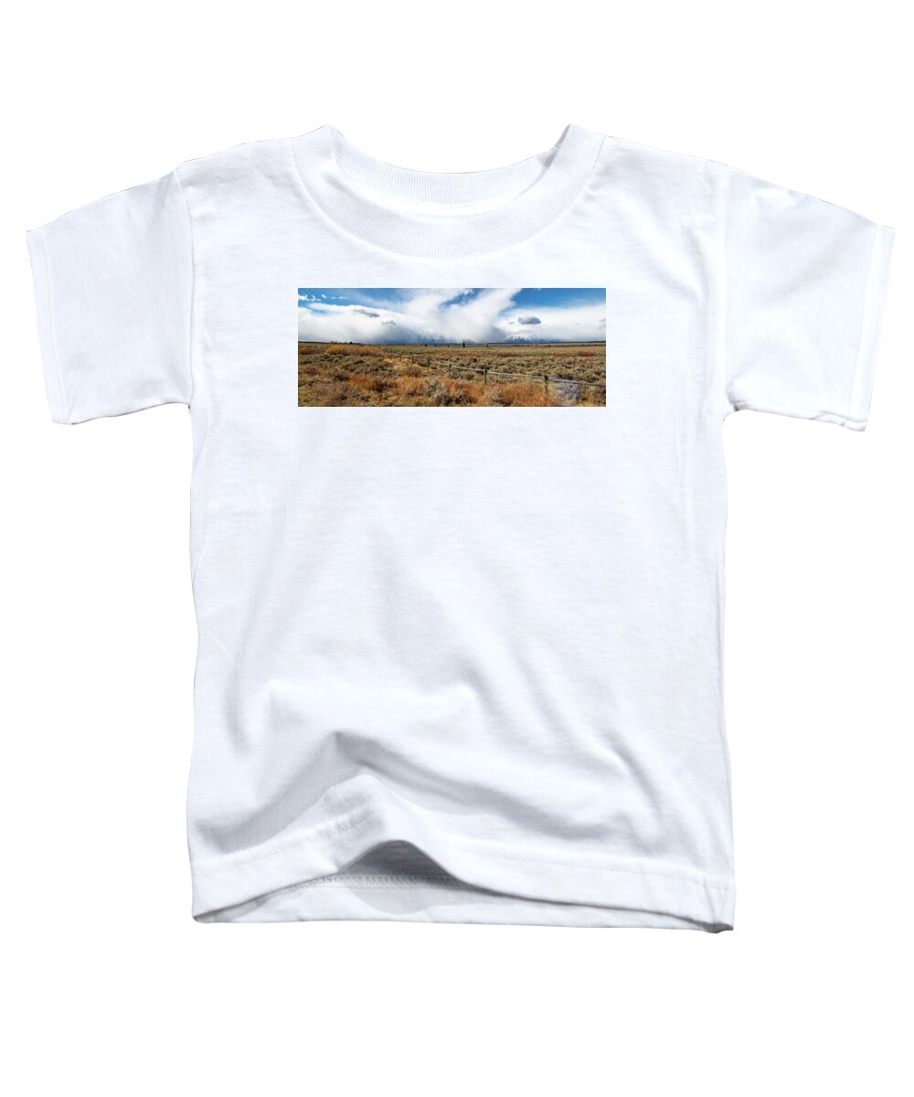 Snow Toddler T-Shirt featuring the photograph Snow Storm Grand Tetons by Mark Duehmig