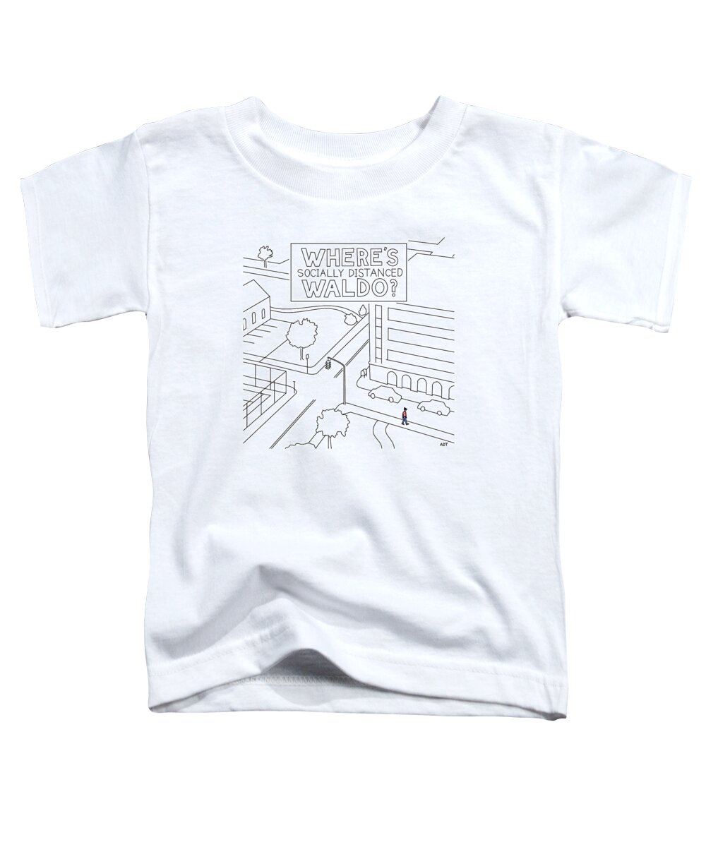 Captionless Toddler T-Shirt featuring the drawing Social Distanced Waldo by Adam Douglas Thompson