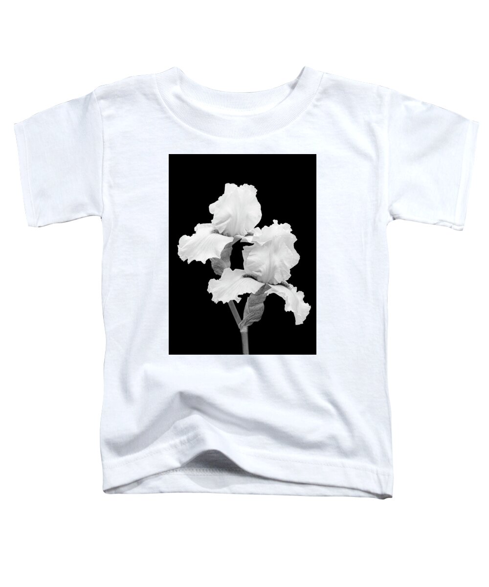 Iris Toddler T-Shirt featuring the photograph Sophisticated Iris BW by Susan Candelario