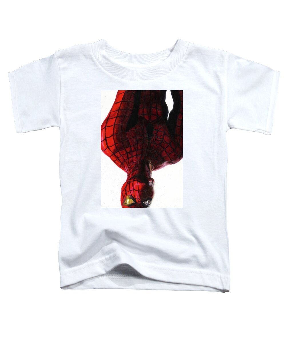 Spider-man Toddler T-Shirt featuring the drawing Spider-Man Timeless by Philippe Thomas