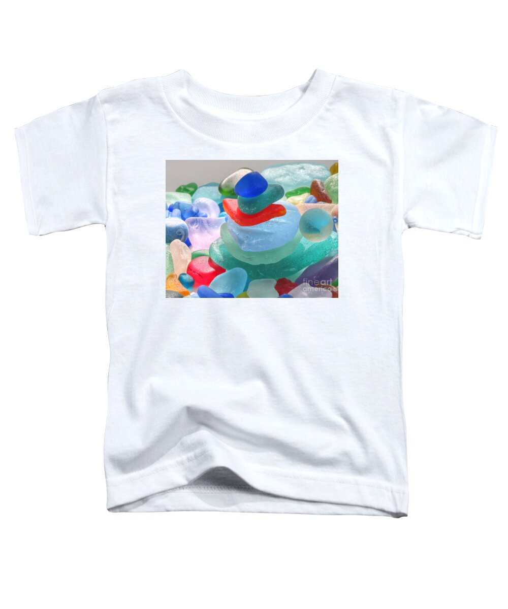 Sea Glass Toddler T-Shirt featuring the photograph Stacked sea glass by Janice Drew
