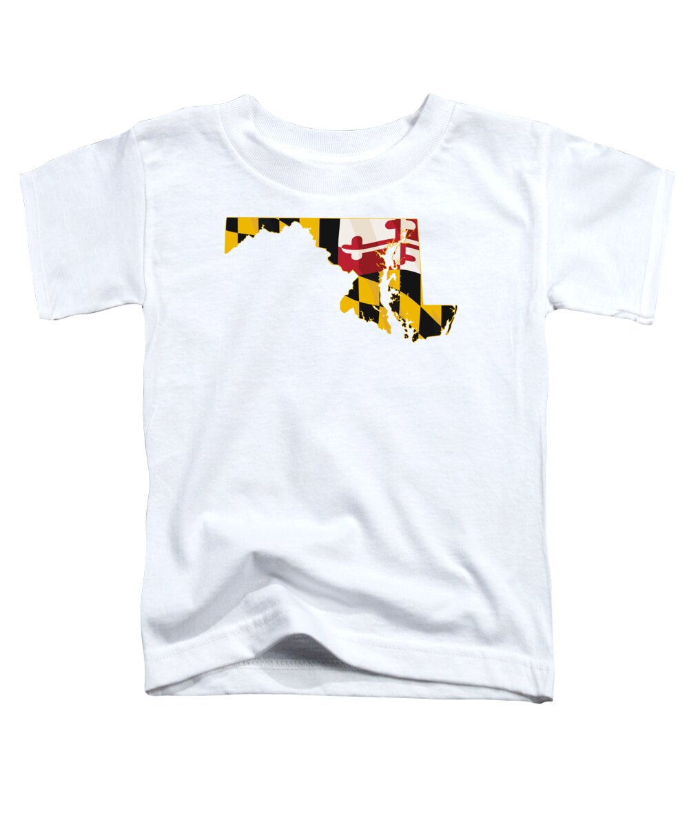 State of Maryland with Maryland flag embedded Toddler T-Shirt by Jeff  Hobrath - Pixels