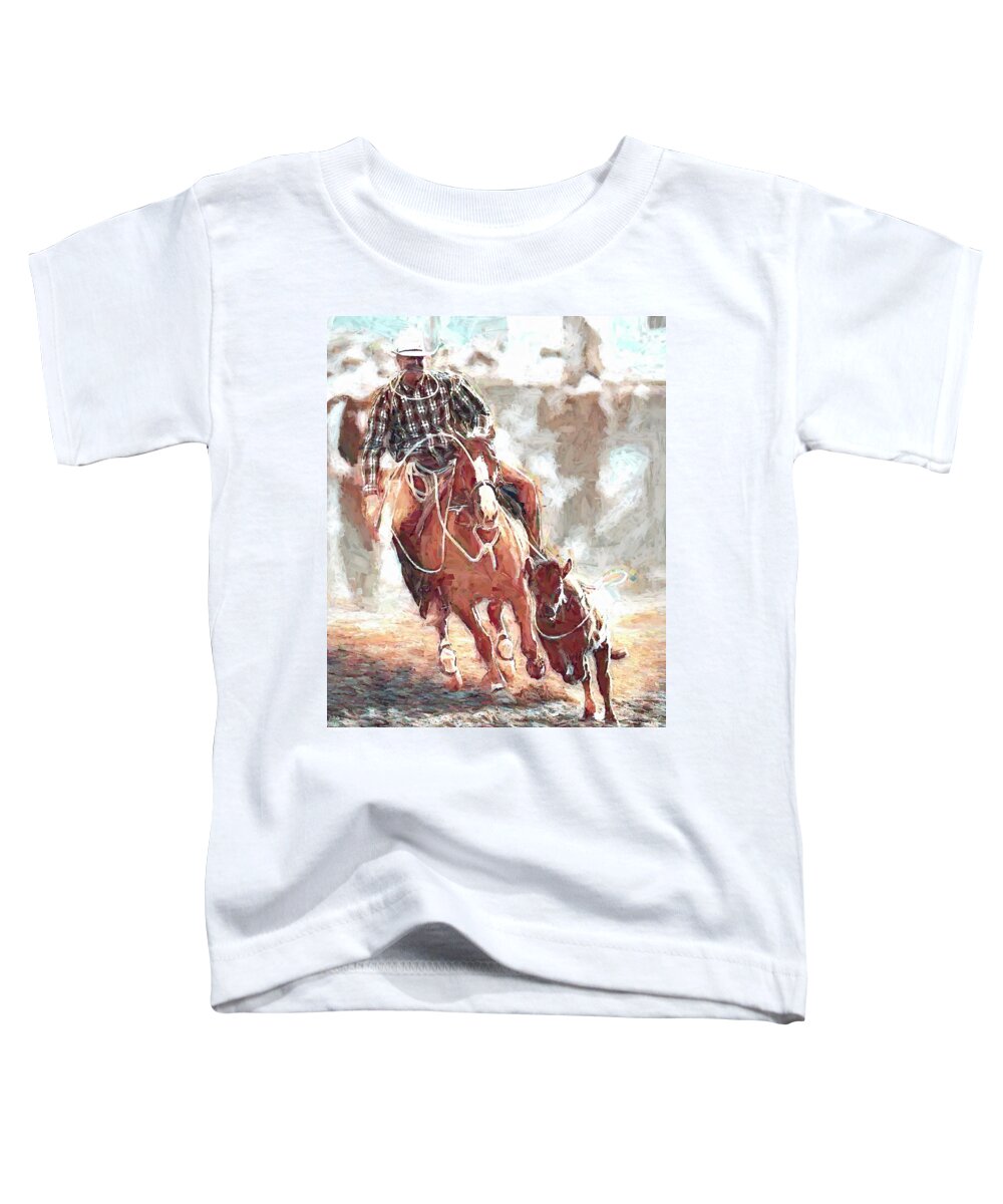 2010 Toddler T-Shirt featuring the digital art Steer Roping - 1 c by Bruce Bonnett