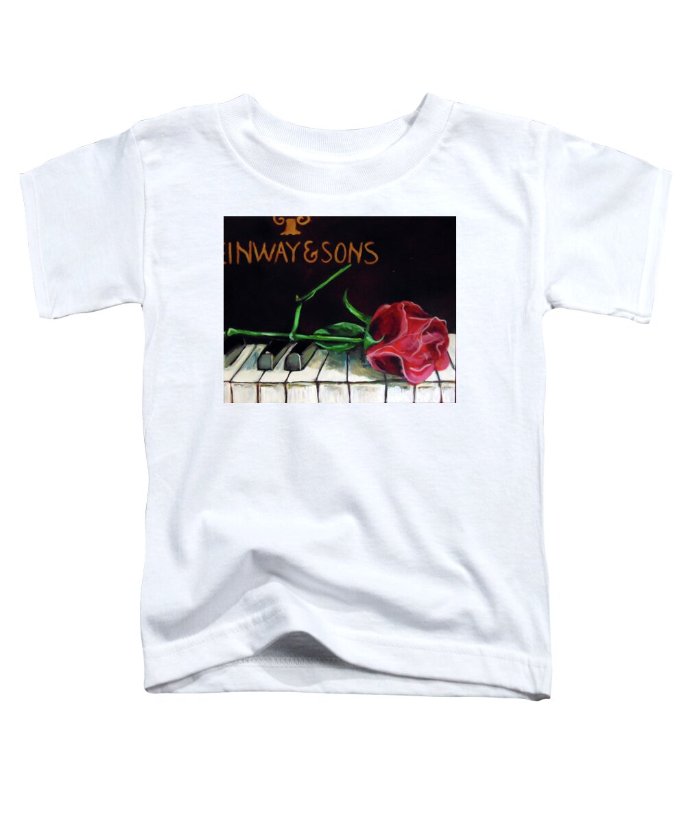 Rose Toddler T-Shirt featuring the painting Steinway-Rose by Loretta Nash