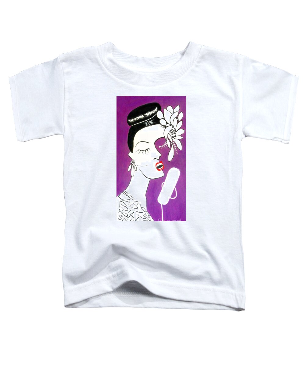 Billie Holiday Toddler T-Shirt featuring the painting Strange Fruit -- Billie Holiday by Jayne Somogy
