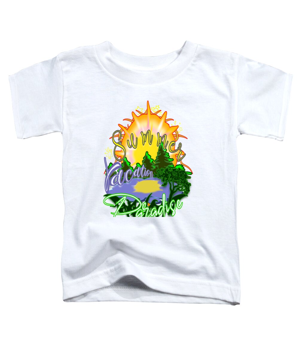 Summer Toddler T-Shirt featuring the digital art Summer Vacation Paradise by Delynn Addams