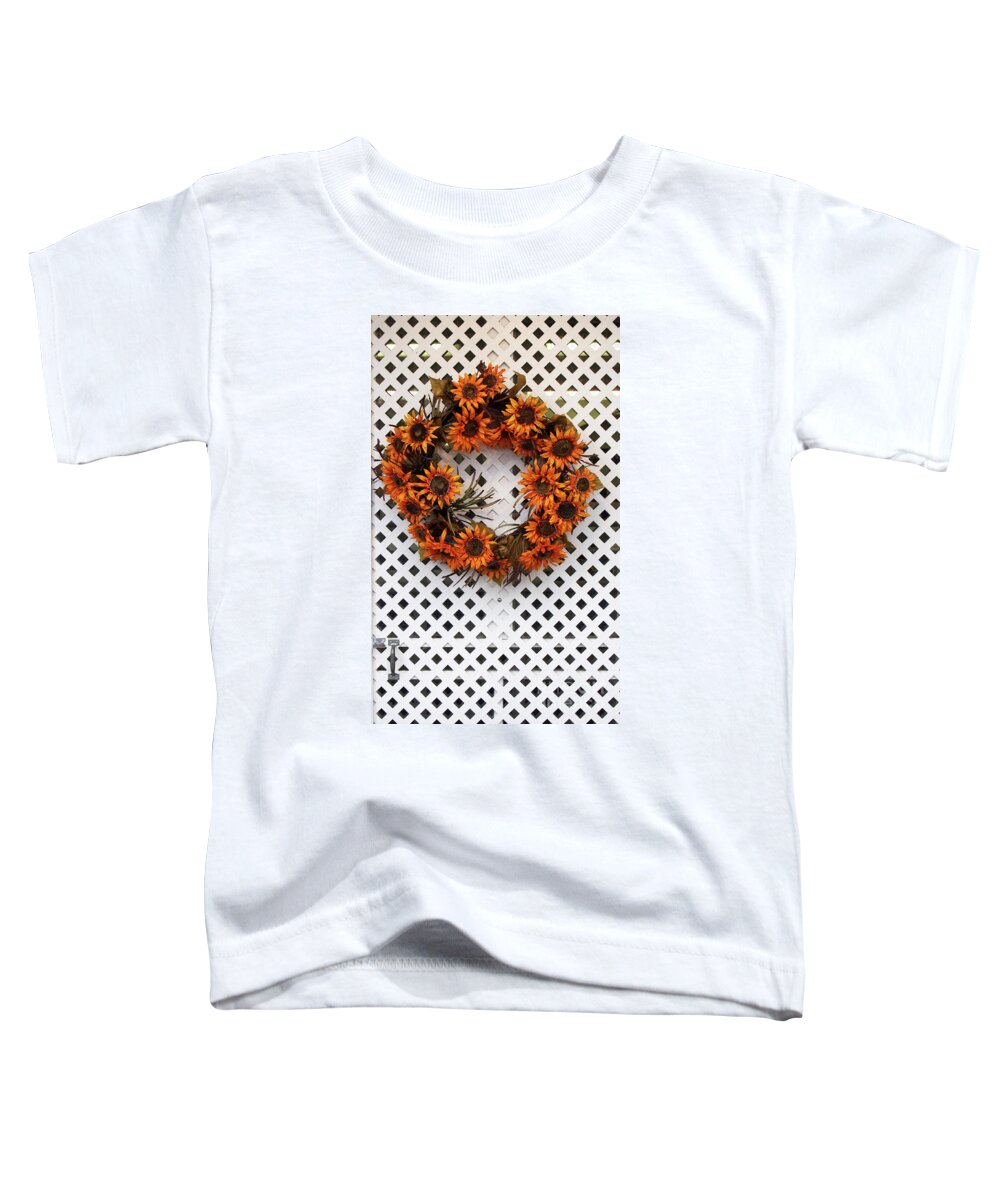 Photography Toddler T-Shirt featuring the photograph Sunflower Wreath by Dorothy Lee