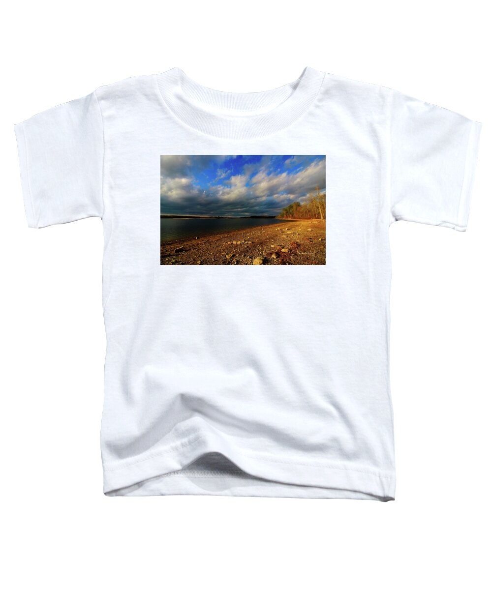 Landscape Toddler T-Shirt featuring the photograph Sunny Shore by Mary Walchuck