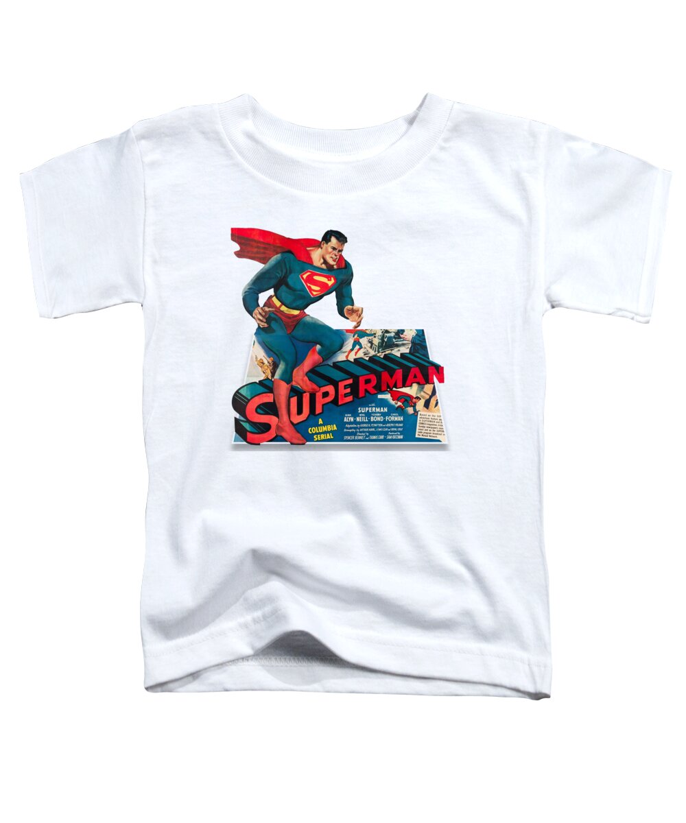 Superman Toddler T-Shirt featuring the mixed media ''Superman'', 1948 - 3d movie poster by Movie World Posters