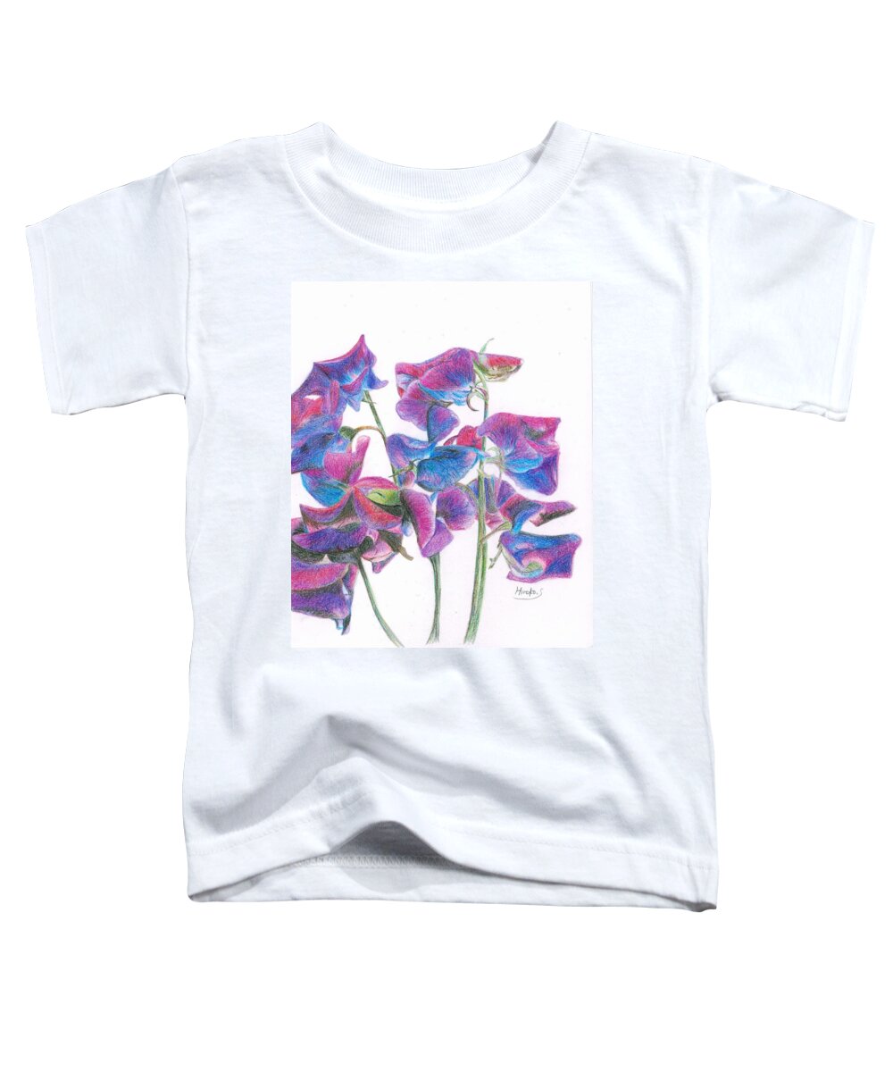 Flower Toddler T-Shirt featuring the drawing Sweet Pea by Hiroko Stumpf