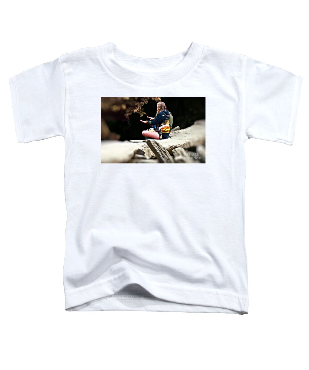 Candids Toddler T-Shirt featuring the photograph Tarr Steps Meeting by Richard Denyer