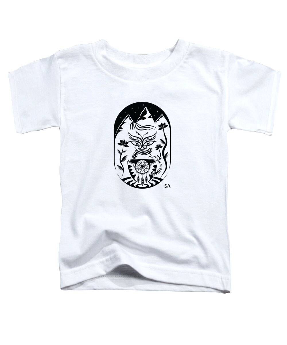 Black And White Toddler T-Shirt featuring the digital art tea by Silvio Ary Cavalcante