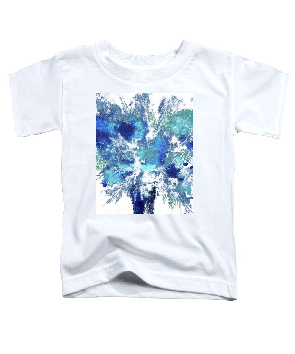 Abstract Flowers Toddler T-Shirt featuring the painting Teal Blue Abstract Watercolor Splash Floral Bouquet IV by Irina Sztukowski