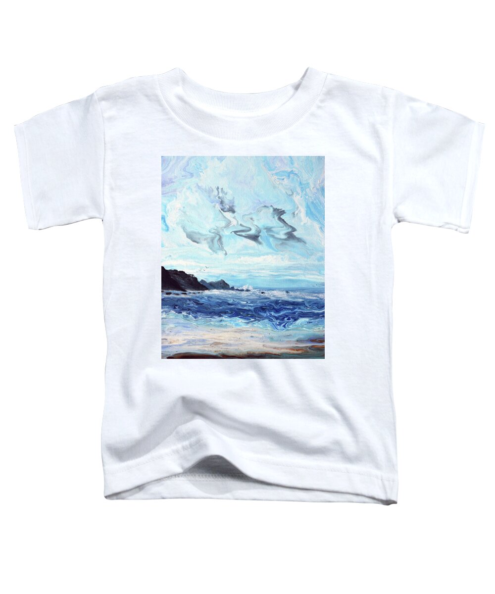 Oregon Toddler T-Shirt featuring the painting The Bluffs of Ona Beach by Laura Iverson