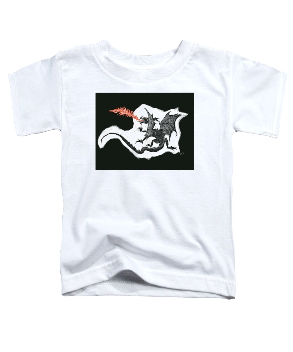 Dragon Toddler T-Shirt featuring the drawing The Dragon by Branwen Drew