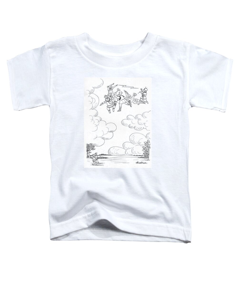 the Gods Are Angry Toddler T-Shirt featuring the drawing The Gods Are Angry by JB Handelsman