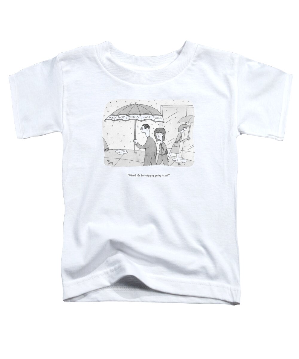 What's The Hot-dog Guy Going To Do? Toddler T-Shirt featuring the drawing The Hot Dog Guy by Peter C Vey