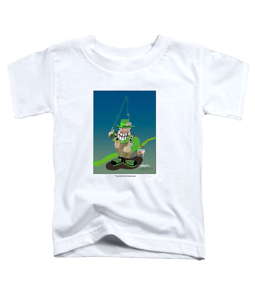 Irish Toddler T-Shirt featuring the digital art The Irish Fly Fisherman by Doug Gist