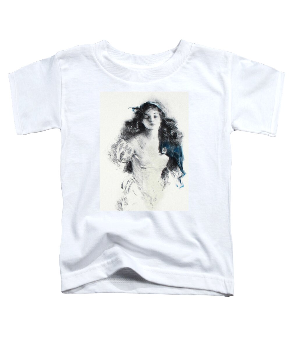 Howard Chandler Christy Toddler T-Shirt featuring the drawing The Lady of the Lake Drawing Illustration Howard Chandler Christy 1910 by Movie Poster Prints