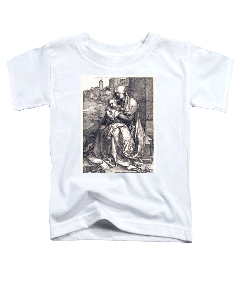 Virgin Toddler T-Shirt featuring the drawing The Virgin and Child by Long Shot