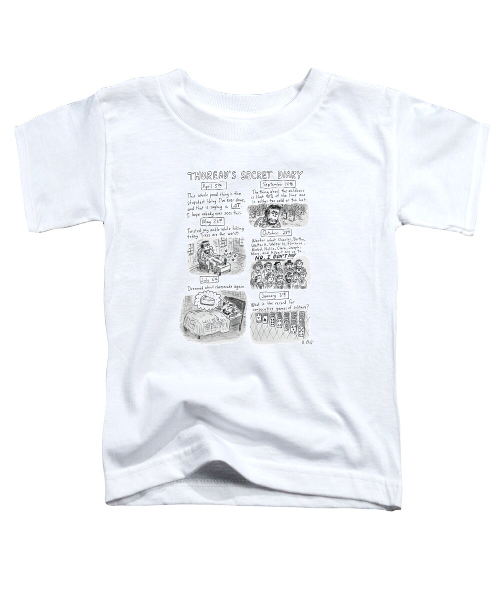 Captionless Toddler T-Shirt featuring the drawing Thoreaus Secret Diary by Roz Chast
