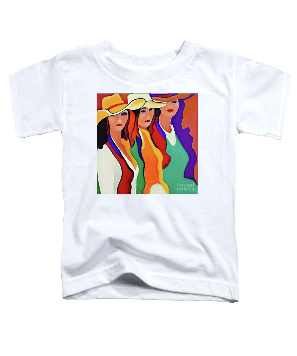 Figurative Toddler T-Shirt featuring the digital art Three Texas Ladies by Stacey Mayer