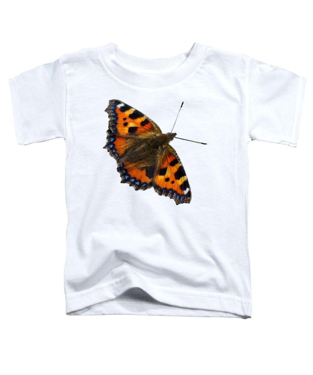 Tortoiseshell Toddler T-Shirt featuring the photograph Tortoiseshell butterfly, taken at Dove Stone Reservoir, by Pics By Tony