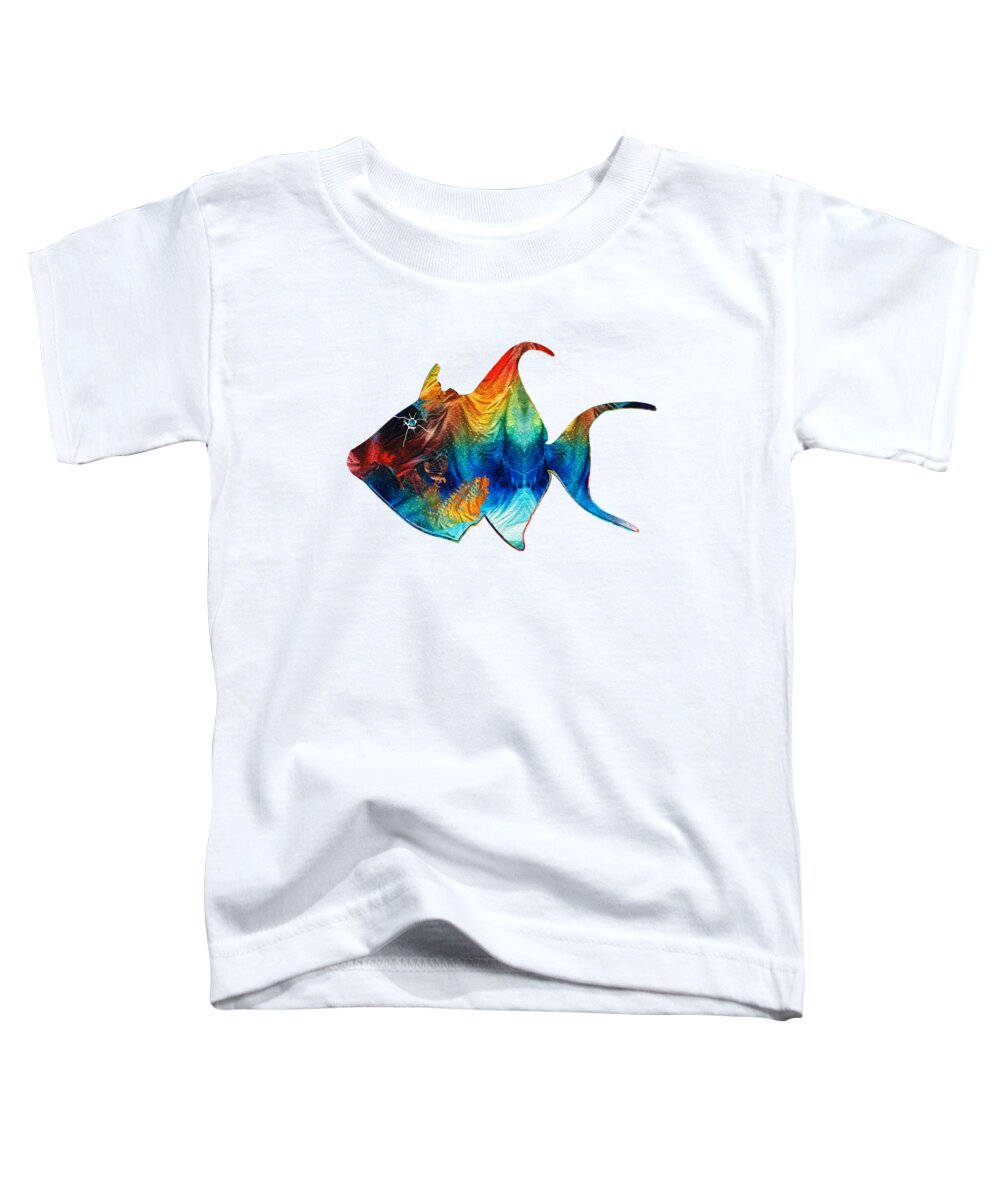 Triggerfish Toddler T-Shirt featuring the painting Trigger Happy Fish Art by Sharon Cummings by Sharon Cummings