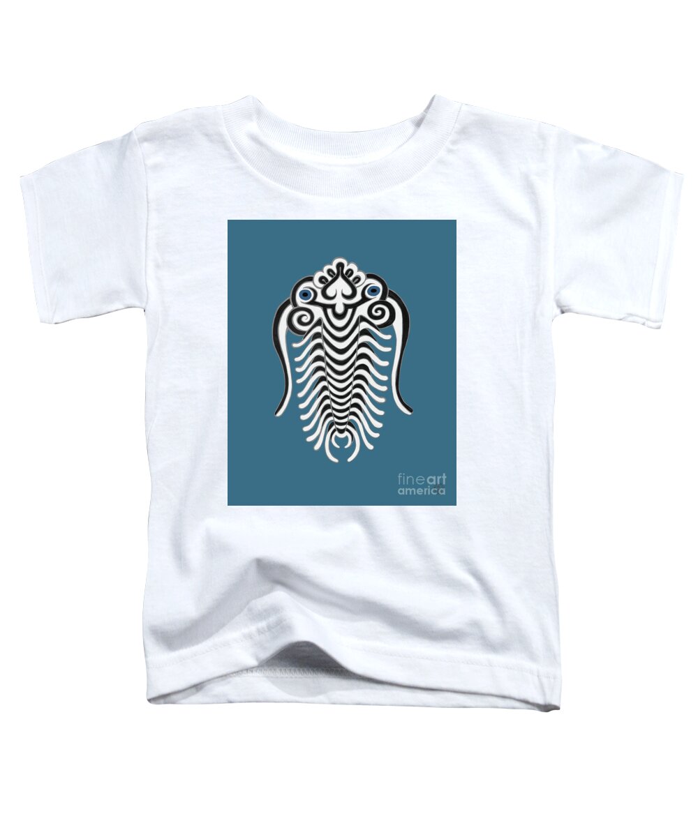 Sea Creature Toddler T-Shirt featuring the painting Trilobite. Blue by Amy E Fraser