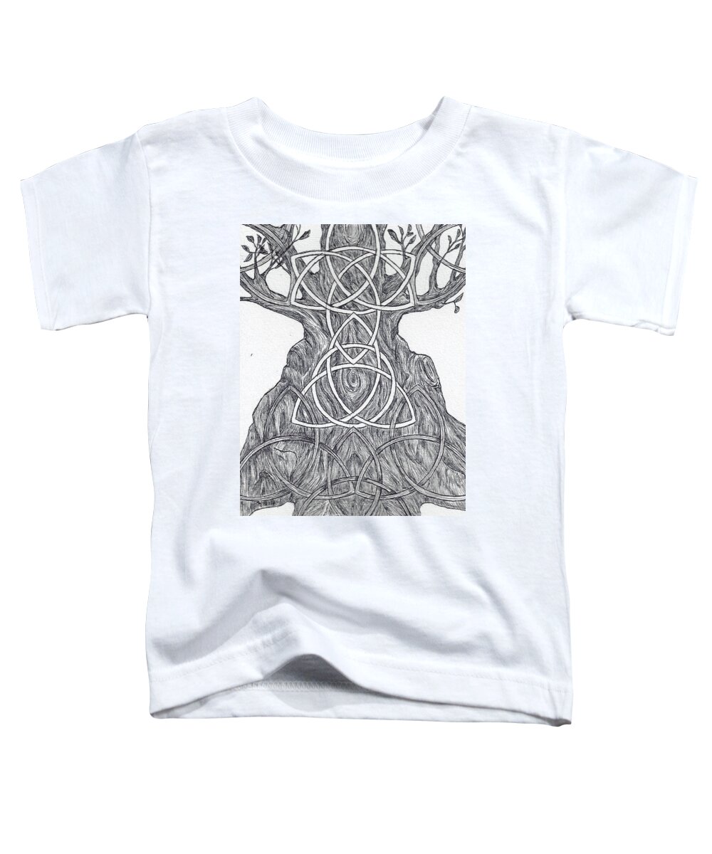 Triquetra Toddler T-Shirt featuring the drawing Triquetra Tree by Teresamarie Yawn