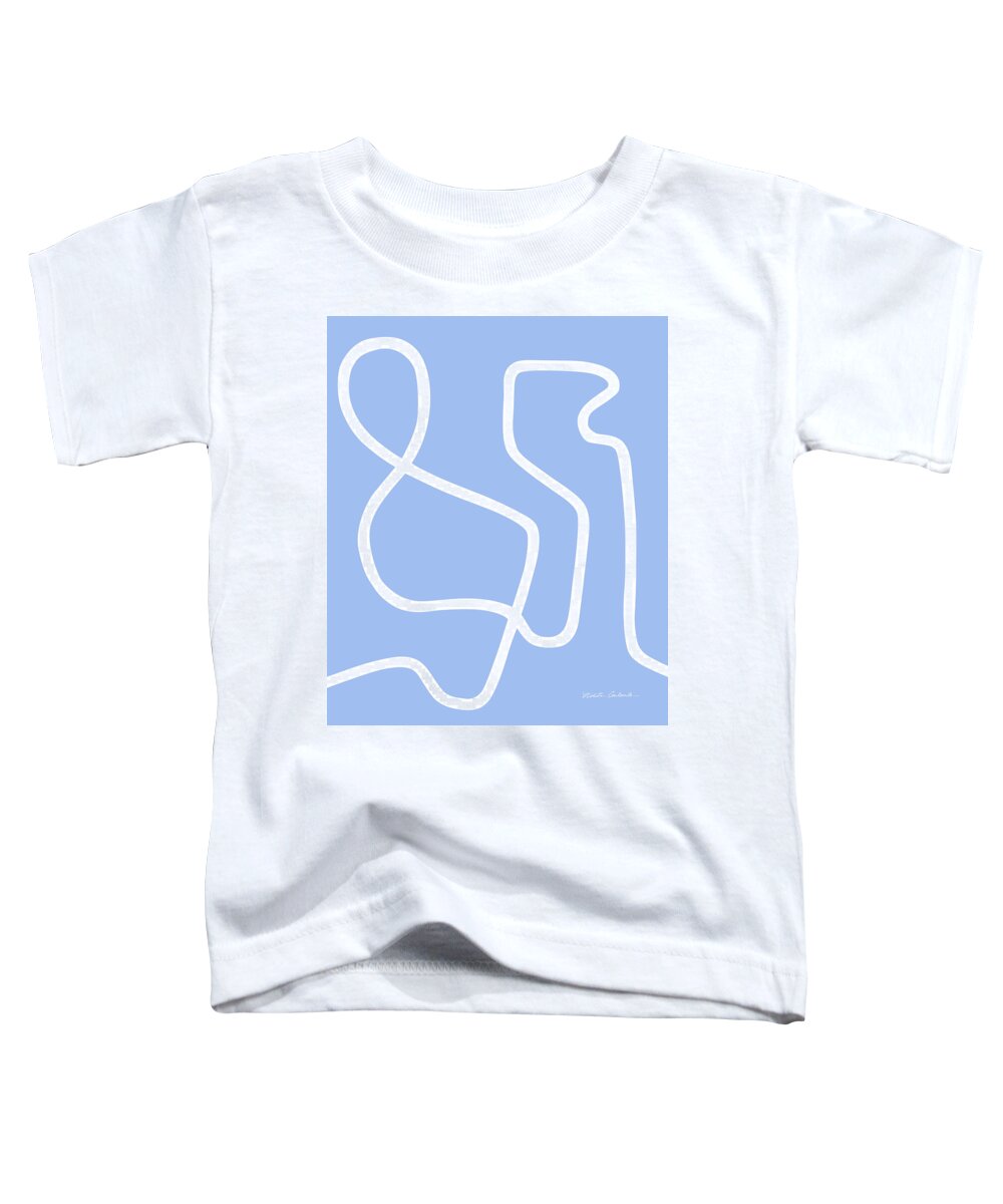 Nikita Coulombe Toddler T-Shirt featuring the painting Untitled VIII white line on periwinkle background by Nikita Coulombe